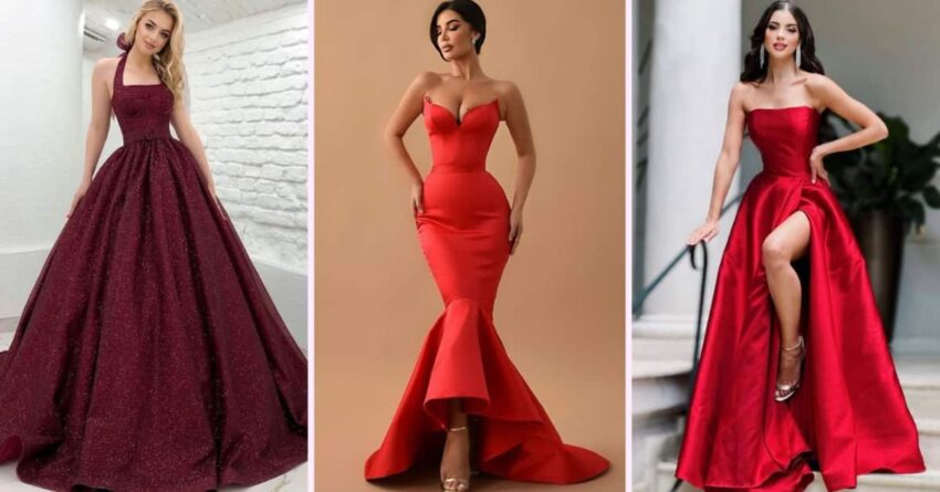 Three models wearing three different Prom Dresses.