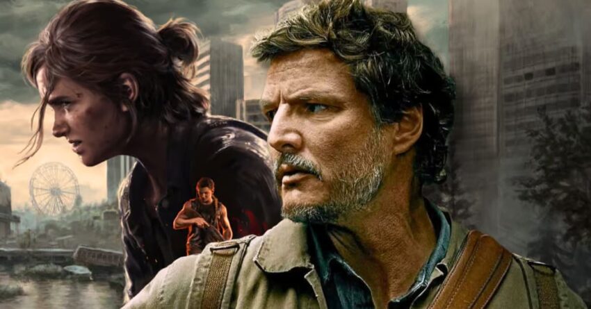 The image is a poster that shows Joel and Ellie from The Last of Us Season 2.