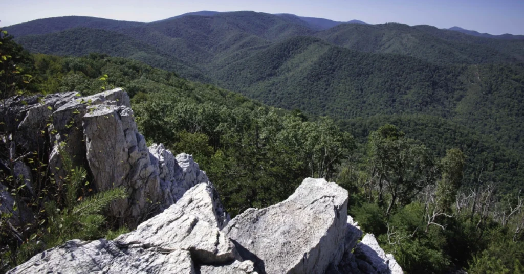 An image of Shenandoah National Park's Rocky Mount, Virginia, as one of the best Camping national Parks in US.