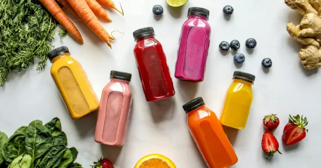 Different juices, one can consume on a juice cleanse diet.