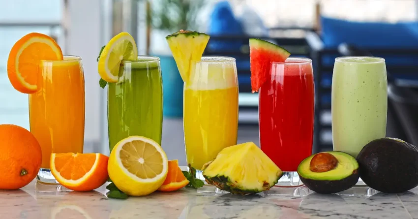 Different juices, one can consume on a juice cleanse diet.