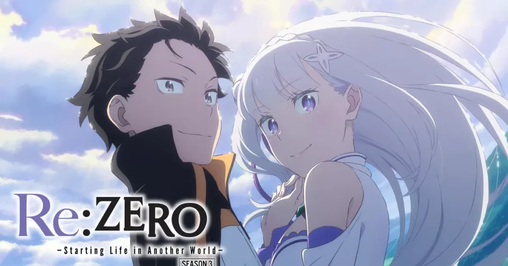 A poster from Re:Zero - Starting Life in Another World, rated as the best isekai anime to watch.
