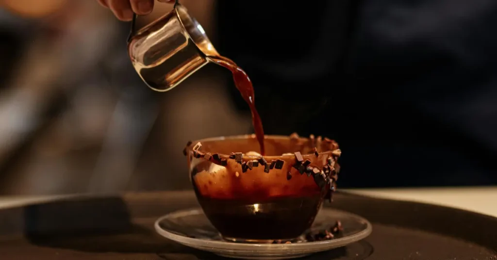 An image of a cup with hot chocolate, as part of unique date ideas for Christmas.