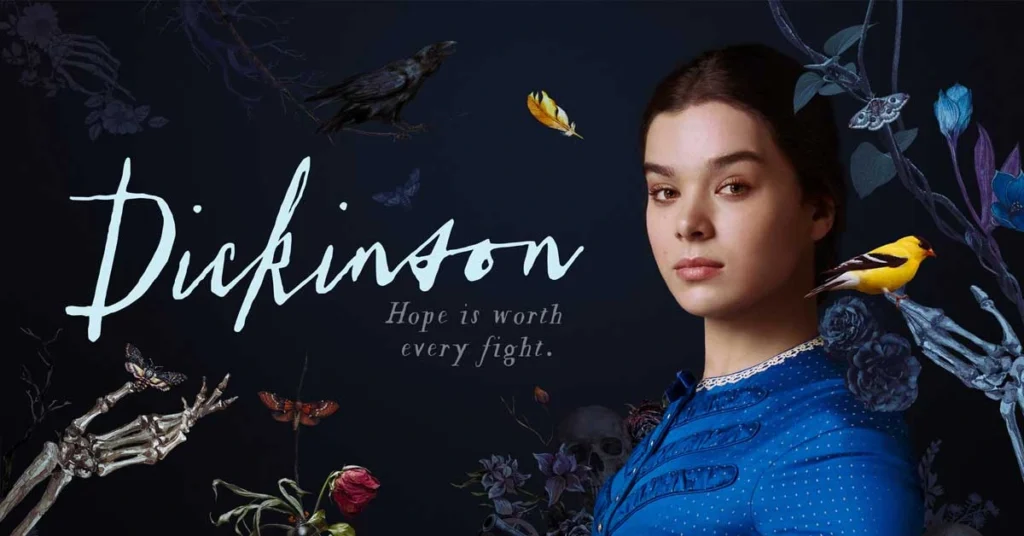 A movie poster from the famous period drama, Dickinson.